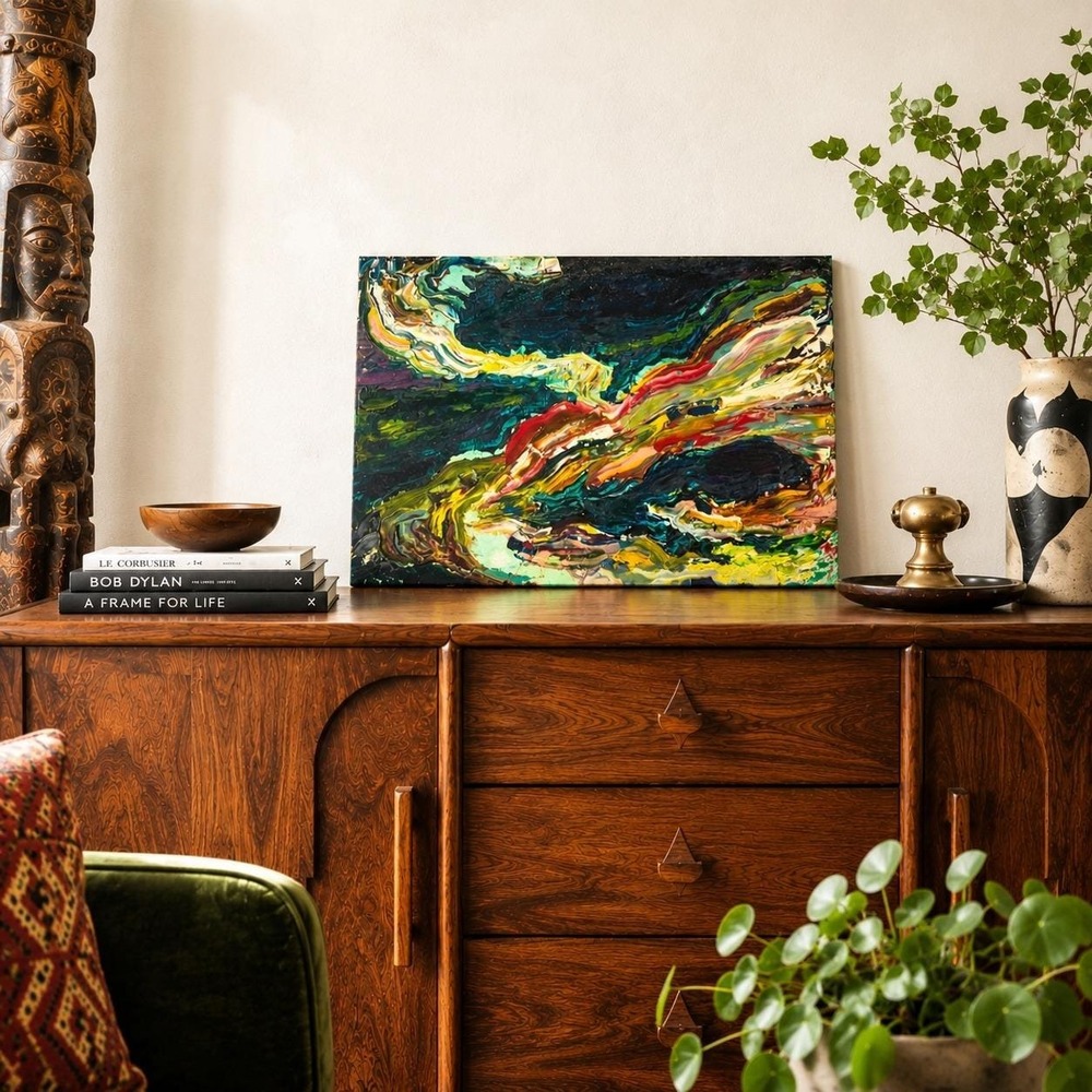 Joan King Abstract Oil Painting - Mr. Colley Series - Signed Verso Canvas Art